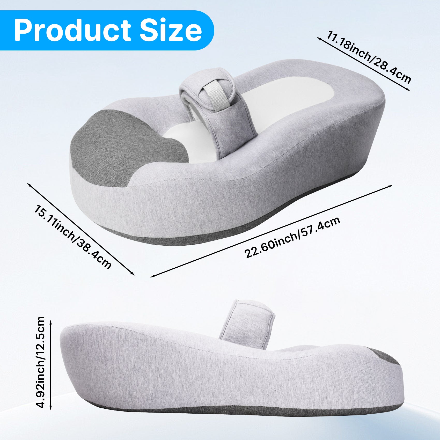 Dimensions of the baby feeding support wedge pillow